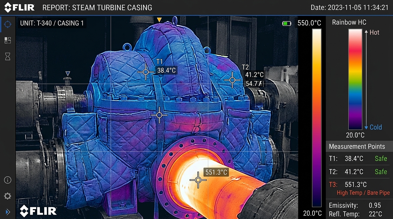 Laudo Termográfico FLIR da Carcaça de Turbina Isolada